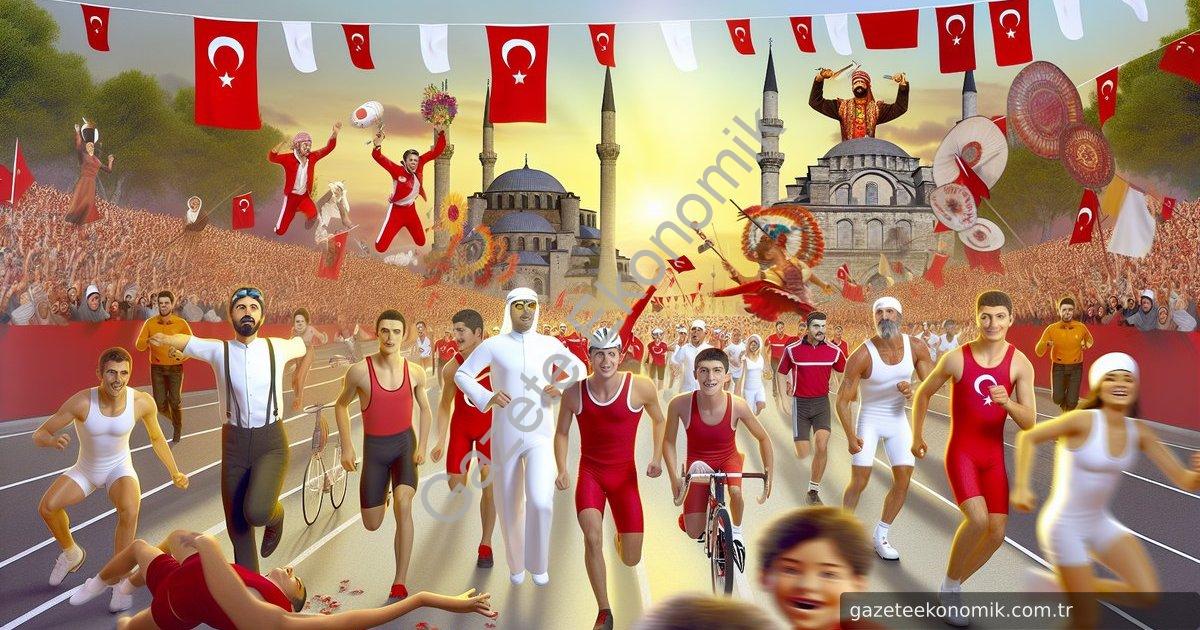 "Imagine a vibrant scene in Aydın, Turkey, capturing the essence of celebration and sportsmanship du