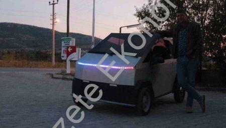 Denizli’de yerli mucit hurda parçalarla elektrikli pick-up yaptı