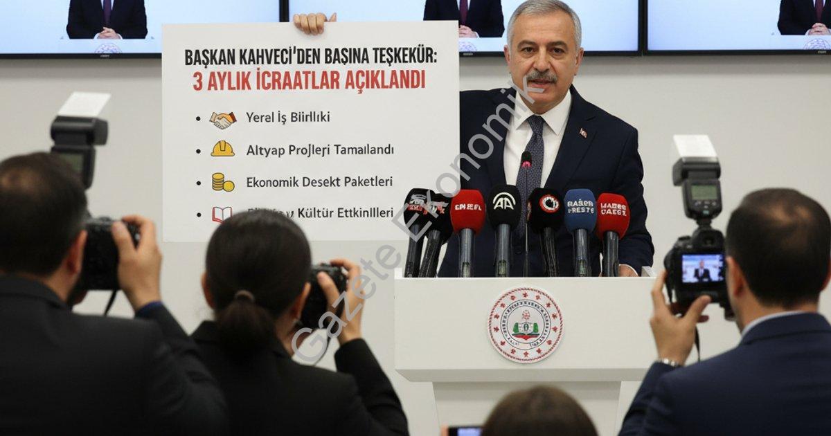 "Başkan Kahveci’den basına teşekkür: 3 aylık icraatlar açıklandı" başlıklı haber için fotorealistik,