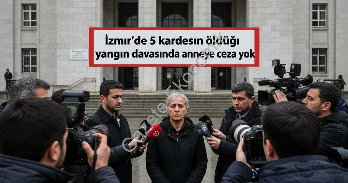 "İzmir’de 5 kardeşin öldüğü yangın davasında anneye ceza yok" başlıklı haber için fotorealistik, pro