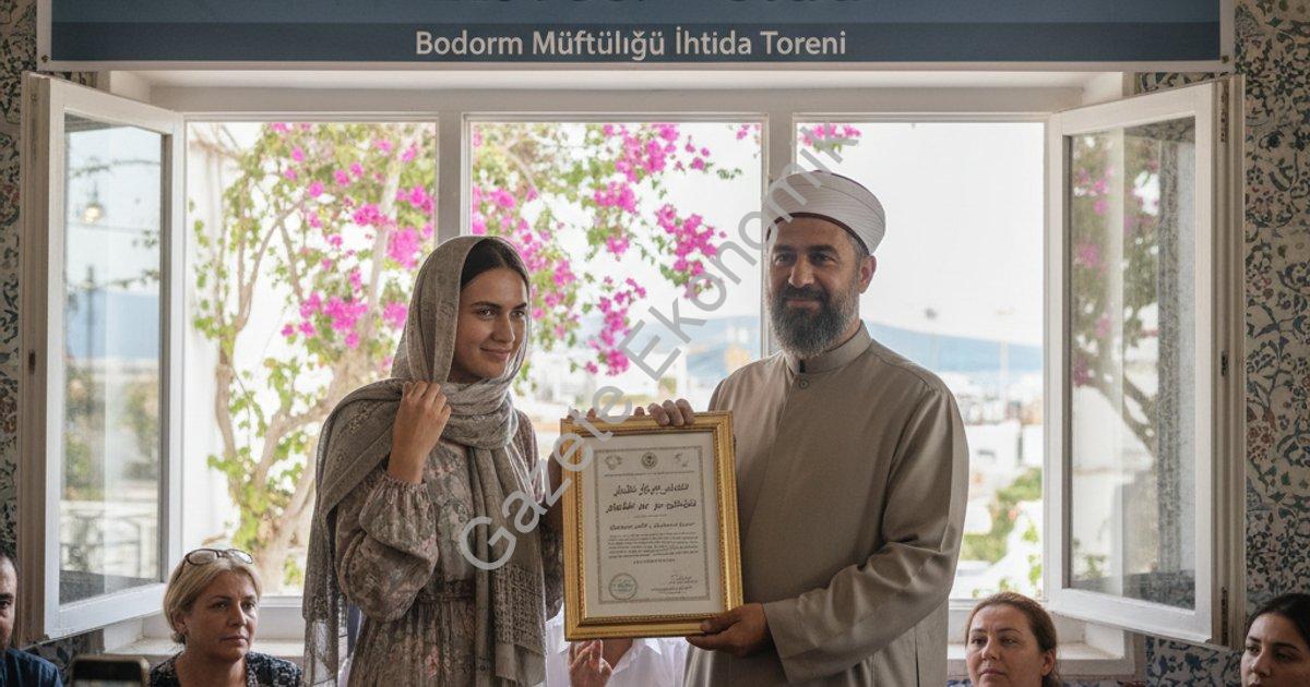 "Ukraynalı Khrystyna Bodrum’da İslam’ı seçti, adı ‘Kevser’ oldu" başlıklı haber için fotorealistik,