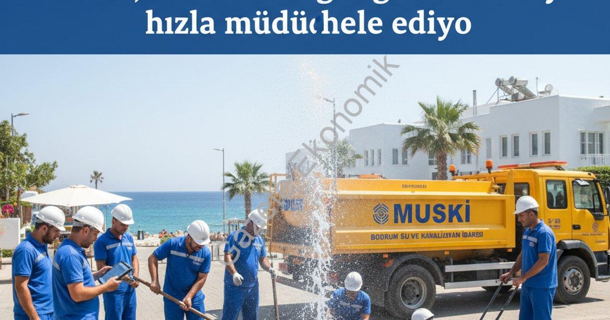 "MUSKİ, Bodrum’da günlük 40 arızaya hızla müdahale ediyor" başlıklı haber için fotorealistik, profes