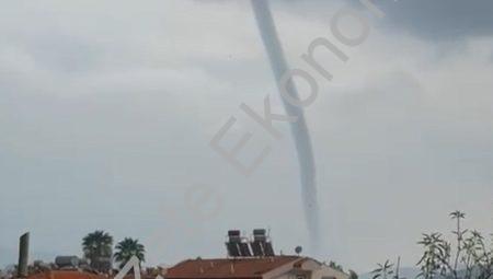 Marmaris’te Kıyıları Tehdit Eden Hortum Kamerada! Bozburun’da Panik