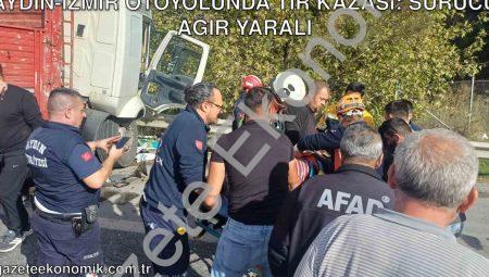 Aydın-İzmir otoyolunda TIR kazası: Sürücü ağır yaralı