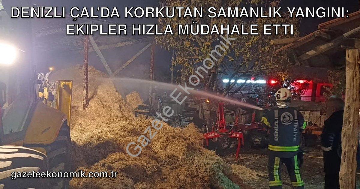 "Denizli Çal'da Korkutan Samanlık Yangını: Ekipler Hızla Müdahale Etti" başlıklı haber için fotoreal