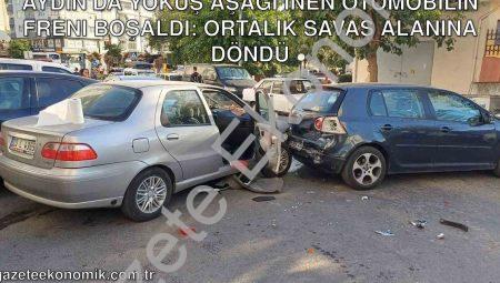 Aydın’da Yokuş Aşağı İnen Otomobilin Freni Boşaldı: Ortalık Savaş Alanına Döndü
