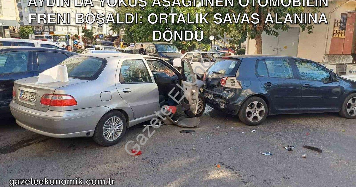 "Aydın'da Yokuş Aşağı İnen Otomobilin Freni Boşaldı: Ortalık Savaş Alanına Döndü" başlıklı haber içi