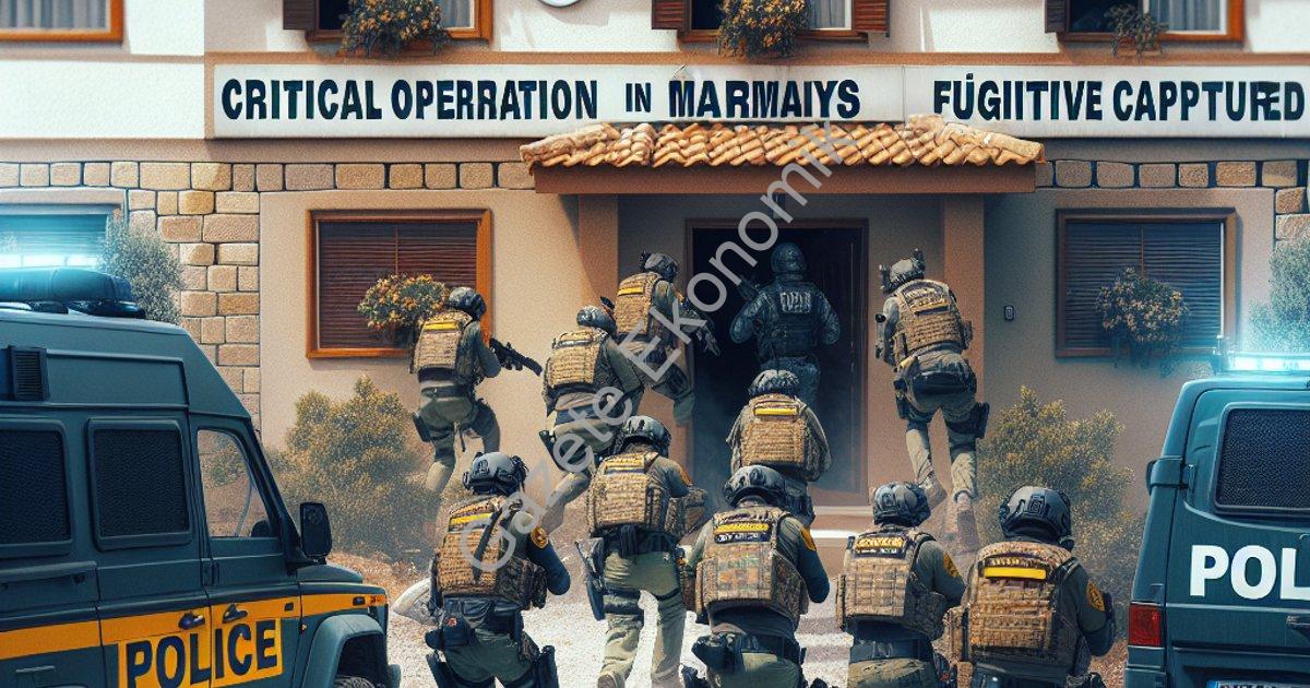 "Marmaris'te Kritik Operasyon: FETÖ Firarisi Kıskıvrak Yakalandı" başlıklı haber için fotorealistik,
