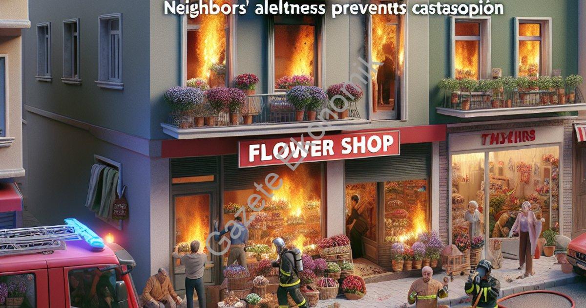 "Aydın Efeler'de Çiçekçi Yangını: Komşuların Dikkati Faciayı Önledi" başlıklı haber için fotorealist