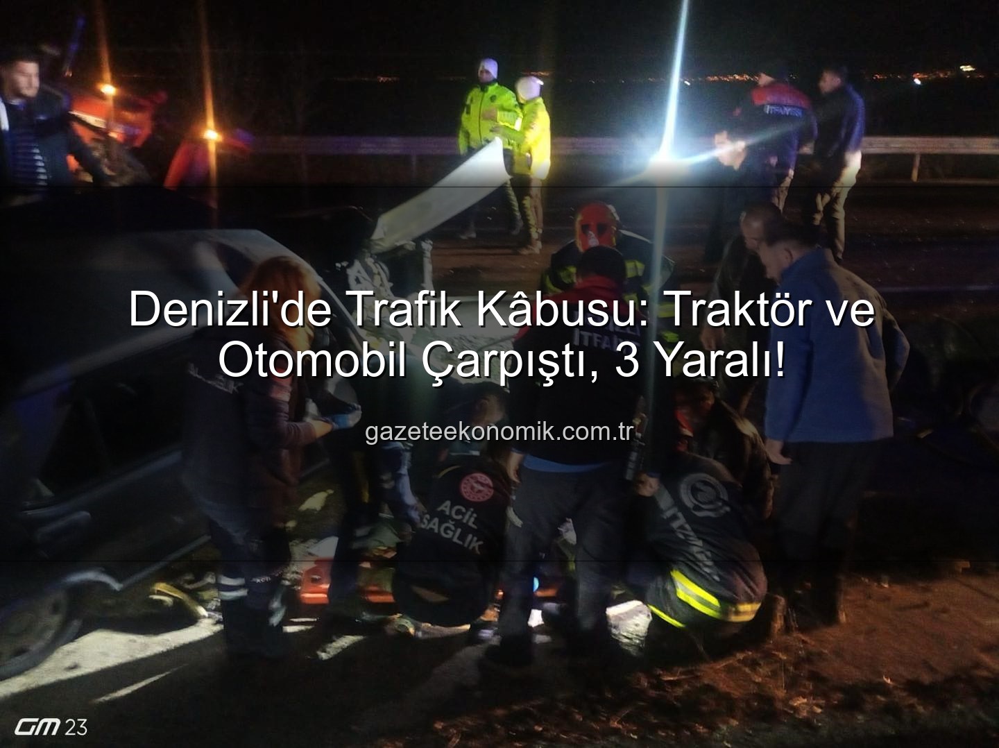 traktör otomobil çarpıştı - Denizli'de Trafik Kâbusu: Traktör ve Otomobil Çarpıştı, 3 Yaralı!